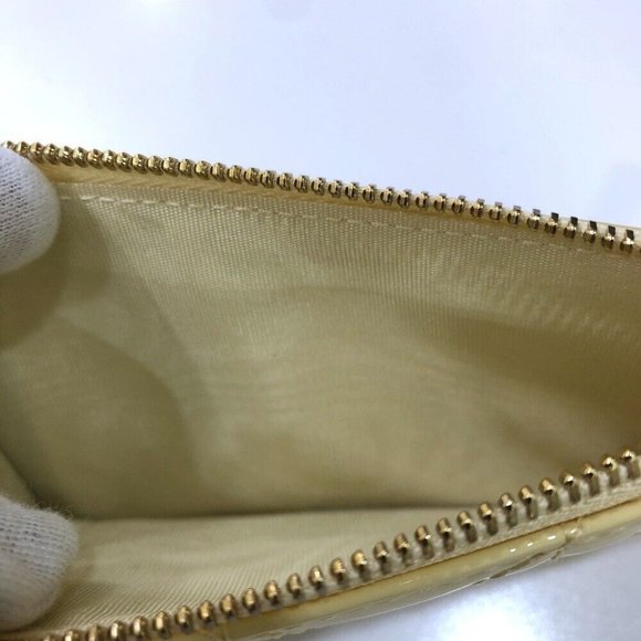 Dior Cannage Card Case patent coin purse enamel Beige/GoldHardware - Picture 7 of 11